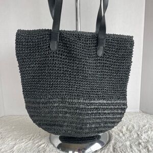 Vintage Elegant Black Woven Tote  Bag New